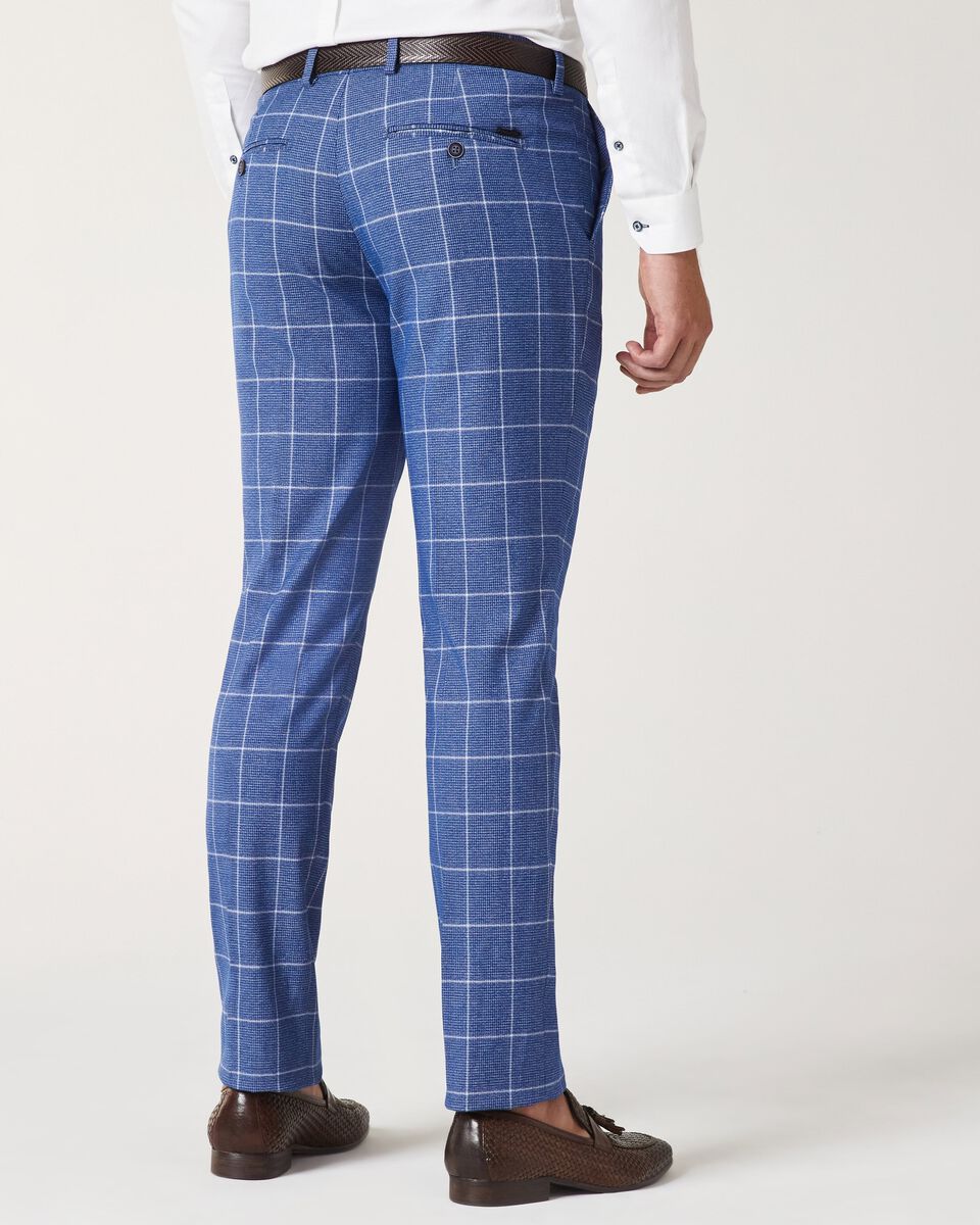 Mens Blue Windowpane Tailored Suit Pant